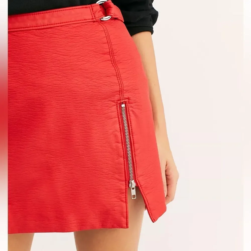 FREE PEOPLE vegan Leather Midnight Magic Skirt
